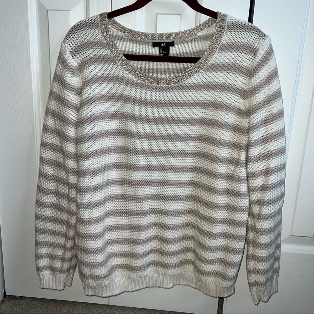 H&M Beige & White Stripped Sweater